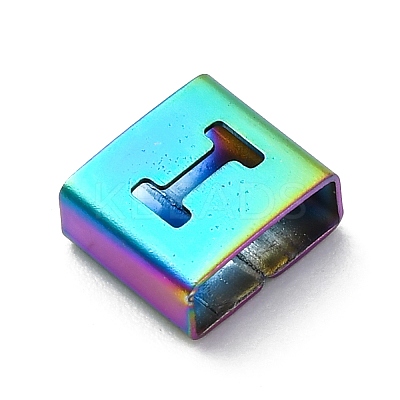 Ion Plating(IP) 304 Stainless Steel Square Slide Charms STAS-L132-03I-M-1