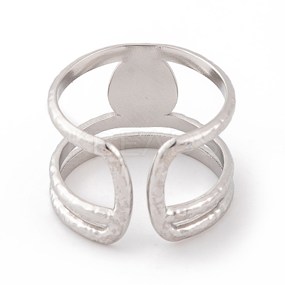 Teardrop 304 Stainless Steel Open Cuff Rings RJEW-G314-05P-1