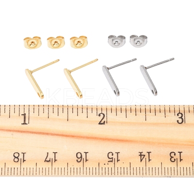 16Pcs 2 Colors 201 Stainless Steel Stud Earring Findings with Hole EJEW-FS0001-18-1