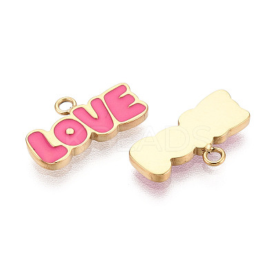 304 Stainless Steel Enamel Pendants X1-STAS-T068-02B-1