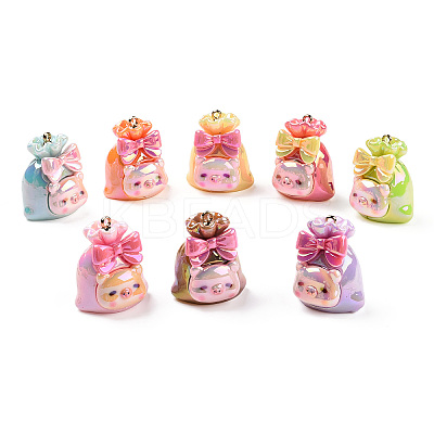UV Plated Rainbow Resin Pendants RESI-N039-01-1