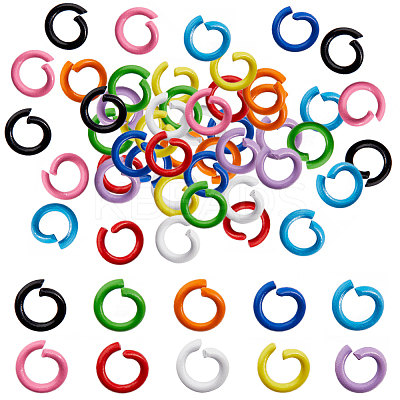 400Pcs 10 Colors Baking Paint Zinc Alloy Open Jump Rings FIND-SC0005-47-1