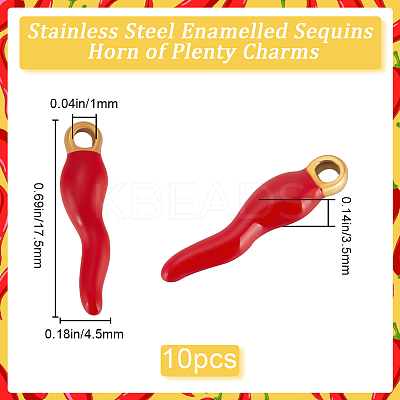 10Pcs Ion Plating(IP) 304 Stainless Steel Pendants STAS-BBC0005-19-1
