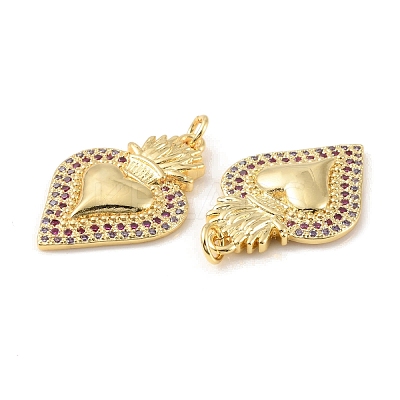 Rack Plating Brass Micro Pave Cubic Zirconia Pendants KK-C021-11G-1