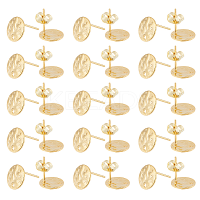 40Pcs 201 Stainless Steel Flat Round Stud Earring Findings STAS-DC0016-47-1