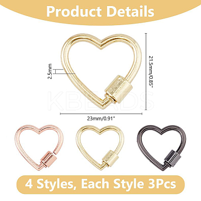 9Pcs 3 Colors Alloy Screw Carabiner Lock Charms FIND-DC0005-63-1