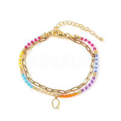 304 Stainless Steel Letter Charm Double-layered Bracelets VG5038-17-1