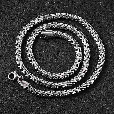 5MM 304 Stainless Steel Wheat Chain Necklaces for Men STAS-V011-02P-1