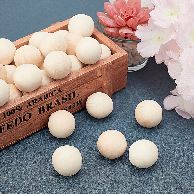 Natural Wooden Round Ball WOOD-PH0008-93-25mm-1