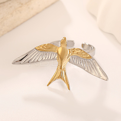 Adjustable 201 Stainless Steel Cuff Open Rings for Women LS-RJEW-B156-01GP-1
