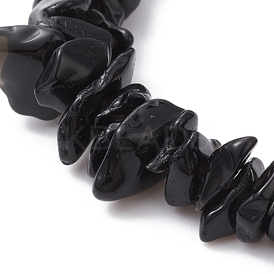 Natural Obsidian Chips Beaded Bracelet BJEW-JB09686-04-1