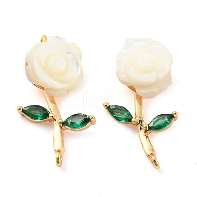 Natural Freshwater Shell Brass Pendants KK-Q806-04G-1