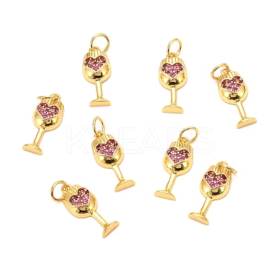 Brass Micro Pave Fuchsia Cubic Zirconia Pendants LS-ZIRC-P086-10G-1