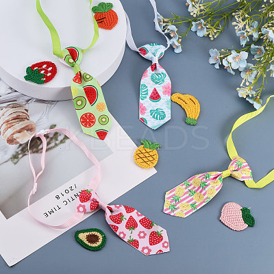 Fruit Theme Polyester Pet Ties & Crochet Appliques Sets AJEW-CA0003-85-1