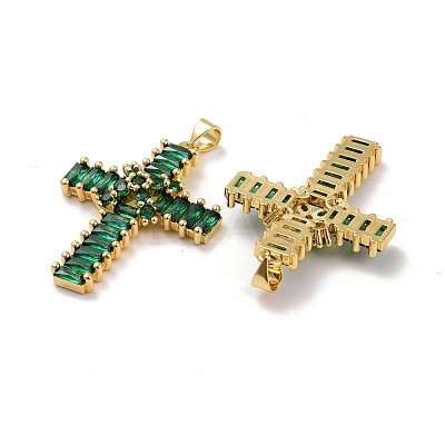 Brass Micro Pave Cubic Zirconia Pendants KK-K258-25G-RS-1