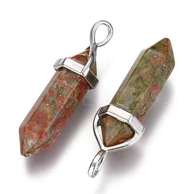 Natural Unakite Double Terminated Pointed Pendants G-F295-04B-1