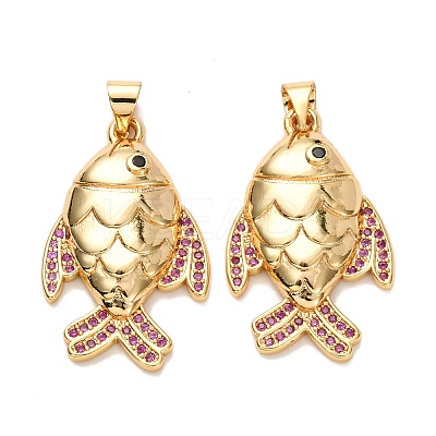 Brass Micro Pave Cubic Zirconia Pendants KK-K408-61G-01-1
