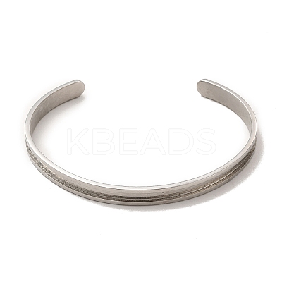 C-Shaped 201 Stainless Steel Grooved Cuff Bangles STAS-G306-05P-1