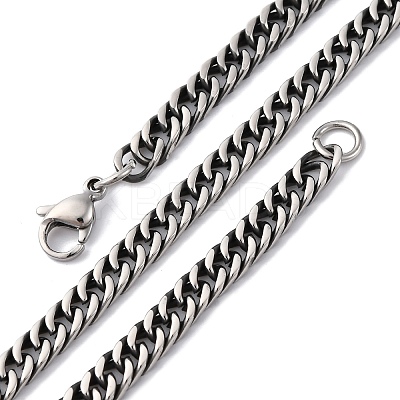 4.5MM 201 Stainless Steel Cuban Link Chain Necklaces NJEW-Q013-14C-1