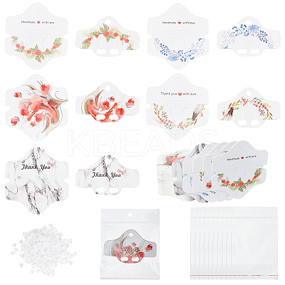 100Pcs Hexagon with Flower Pattern Paper Jewelry Display Cards DIY-PH0013-47-1