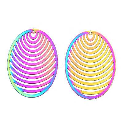 Ion Plating(IP) 201 Stainless Steel Filigree Big Pendants STAS-T057-63-1