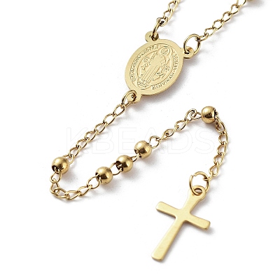 202 Stainless Steel Rosary Bead Necklaces NJEW-D060-01A-G-1