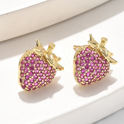 Brass Micro Pave Cubic Zirconia Stud Earrings EJEW-Q015-13G-01-1