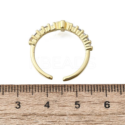 Brass Micro Pave Clear Cubic Zirconia Open Cuff Rings for Women RJEW-F179-07G-1