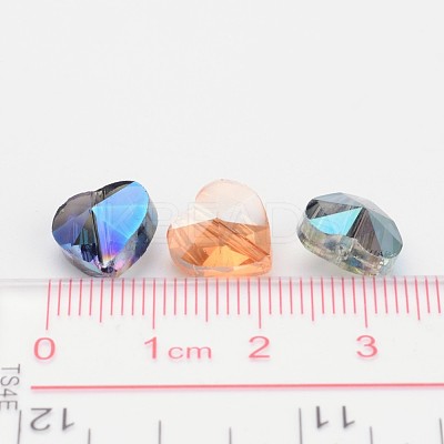 Electroplate Faceted Glass Heart Beads EGLA-R091-M-1