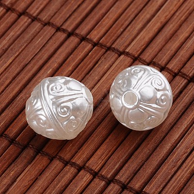 Round Acrylic Imitation Pearl Beads X-OACR-O002-3390-1