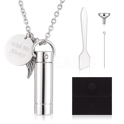 1Pc Word 304 Stainless Steel Column Urn Ashes Necklace DIY-TA0010-07A-1