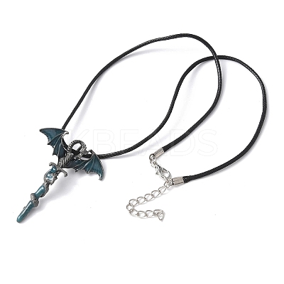 Alloy Enamel Dragon Wrapped Sword Pendant Necklaces LS-NJEW-V005-02P-02-1