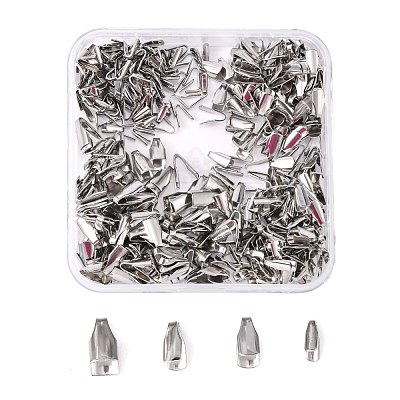 400Pcs 4 Size 304 Stainless Steel Folding Crimp Ends STAS-UN0037-51-1
