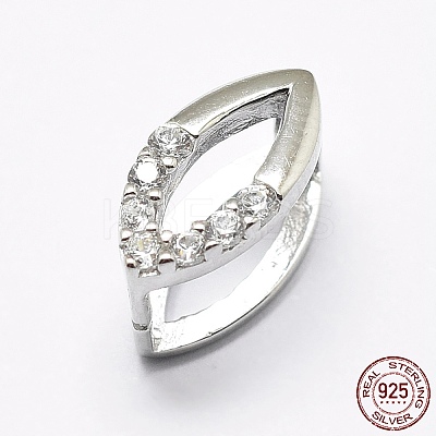 Anti-Tarnish Rhodium Plated 925 Sterling Silver Micro Pave Cubic Zirconia Pendant Bails STER-E053-07P-1