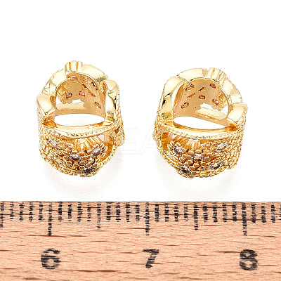Brass Micro Pave Clear Cubic Zirconia European Beads KK-N276-19G-1