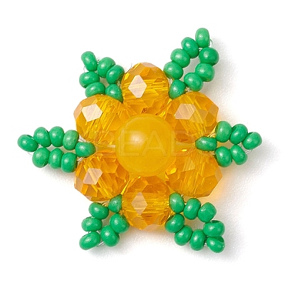 Woven Natural Dyed Malaysia Jade & Glass Seed Beads Snowflake Multi-Strand Links PALLOY-MZ00319-02-1