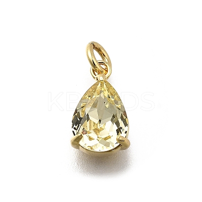 Teardrop Brass with Glass Charms KK-G525-09G-1