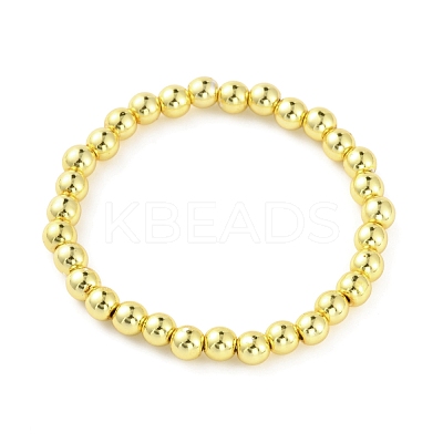 Synthetic Hematite Round Beaded Stretch Bracelet BJEW-TAC0005-02G-03-1