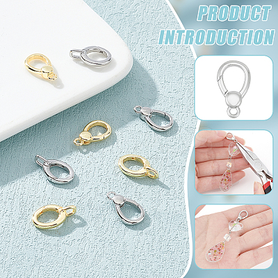 8Pcs 4 Styles Brass Spring Gate Rings KK-BC0013-65-1