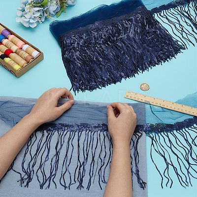 Polyester Tassel Lace Ribbon OCOR-WH0070-175D-1