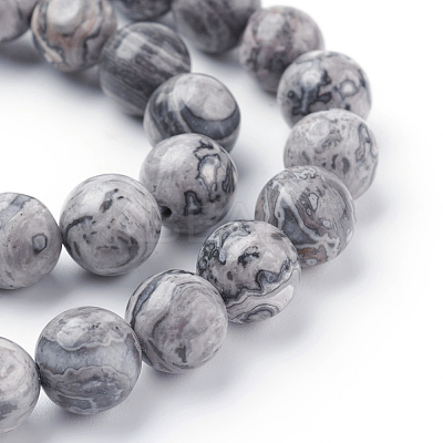 Natural Map Stone/Picasso Stone/Picasso Jasper Beads Strands X-G-G047-10mm-1