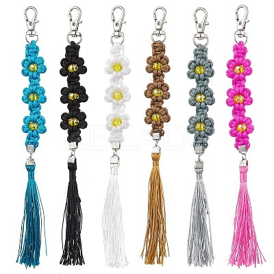 Polyester and Spandex Cord Woven Flower Keychains KEYC-JKC00919-1