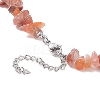 Natural Carnelian Chips Beaded Necklaces NJEW-JN04275-05-1