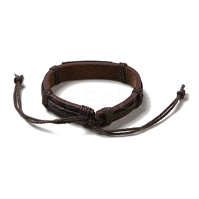 Alloy Rectangle with Cross Link Bracelet BJEW-C037-01B-1