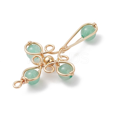 4Pcs 4 Styles Natural Green Aventurine Pendants PALLOY-TA00326-04-1