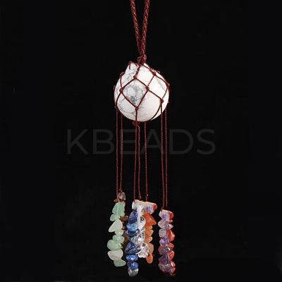 Round Natural Howlite Pouch Pendant Decorations PW-WG13235-01-1