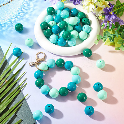40Pcs 4 Colors Opaque Acrylic Beads MACR-TA0002-97A-1