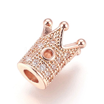Brass Micro Pave Cubic Zirconia Beads ZIRC-F088-029RG-1