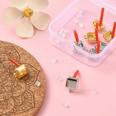 8Pcs 2 Color Rack Plating Alloy Square Stud Earring Findings FIND-YW0003-80-1