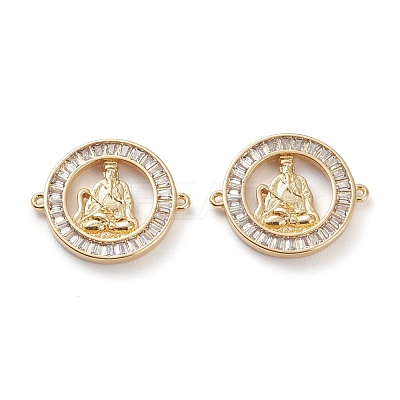 Brass Micro Pave Clear Cubic Zirconia Links Connectors KK-C100-42G-1